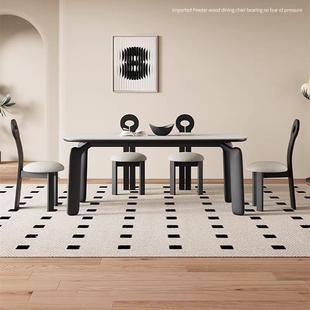 白9CEJO利丰岩板餐桌家用小户型代德简约白蜡木实木纯现奶油风饭