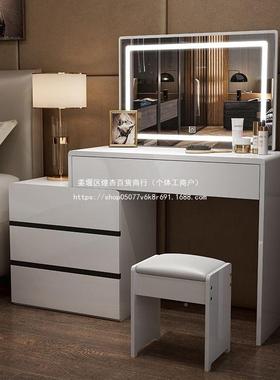 梳妆台卧经室一现代简化妆桌多功能储IDT物可伸缩小户约型济收纳