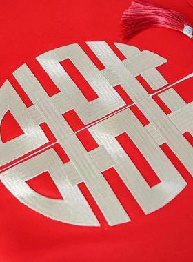 结艺婚门帘婚房布红色庆中国风门帘卧绣室刺喜喜字隔断YLG挂门帘