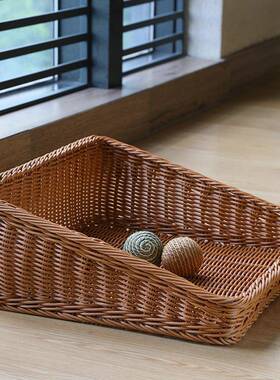 桂味源市橱窗展示XNW陈列超筐塑料藤仿收编织篮面包馒头水果蔬菜