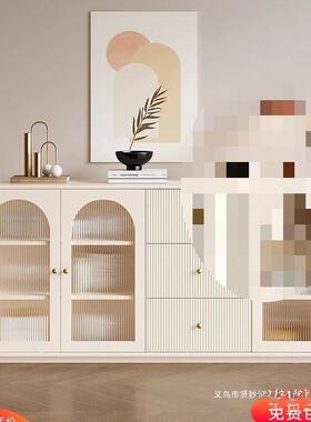风餐边柜靠墙一体房家用厨边柜酒柜客厅现代简75190约轻奢奶油储