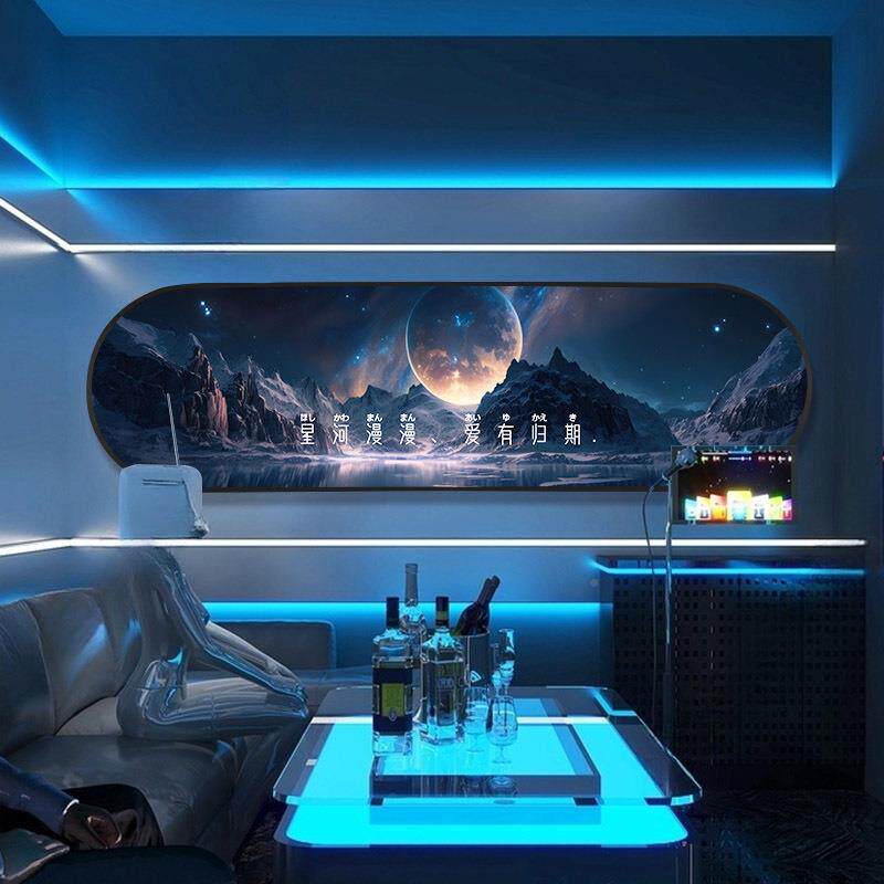 酒吧空主星题挂画清KTVIEB网吧红文字装画电竞房宇宙星球发饰光灯