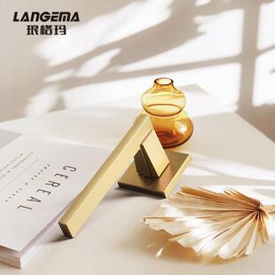 琅格法静式复古轻奢玛金色门锁卧室房门锁锌合A6-280金室内间音锁