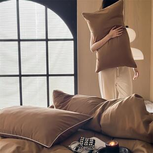 高支纯棉轻磨毛床单单2件15米全棉单人1..双人纯色被单18/7662.0m