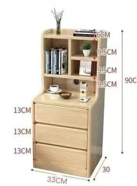 7T木床实19147柜加床高超窄小型简约边柜迷你家用带书架储头物收