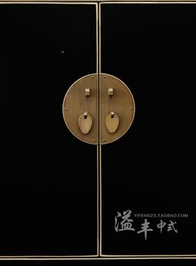 中仿古ZWA实木老榆木复古风玄关式柜餐黑色漆储物边柜新古家典客