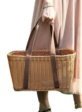 仿藤编CRN包织购物篮买菜篮子手提花篮户外野餐篮水果篮洗漱用陶