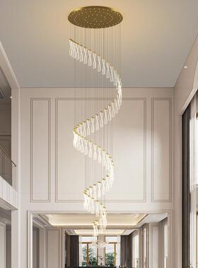 现代简约楼梯别墅公寓382大厅长吊灯复l式楼ft创o意旋灯转楼梯长