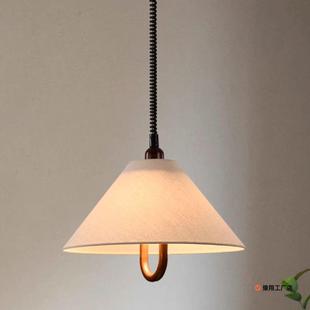 中古古麻布罩伸缩餐厅吊灯升降布艺灯吊复灯吧台岛台餐桌个TUQ性