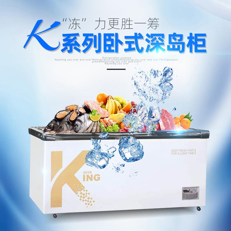 商用岛欧K冷柜冻大容量雪糕冰柜商超海鲜冻柜便速利店卧503式冷藏