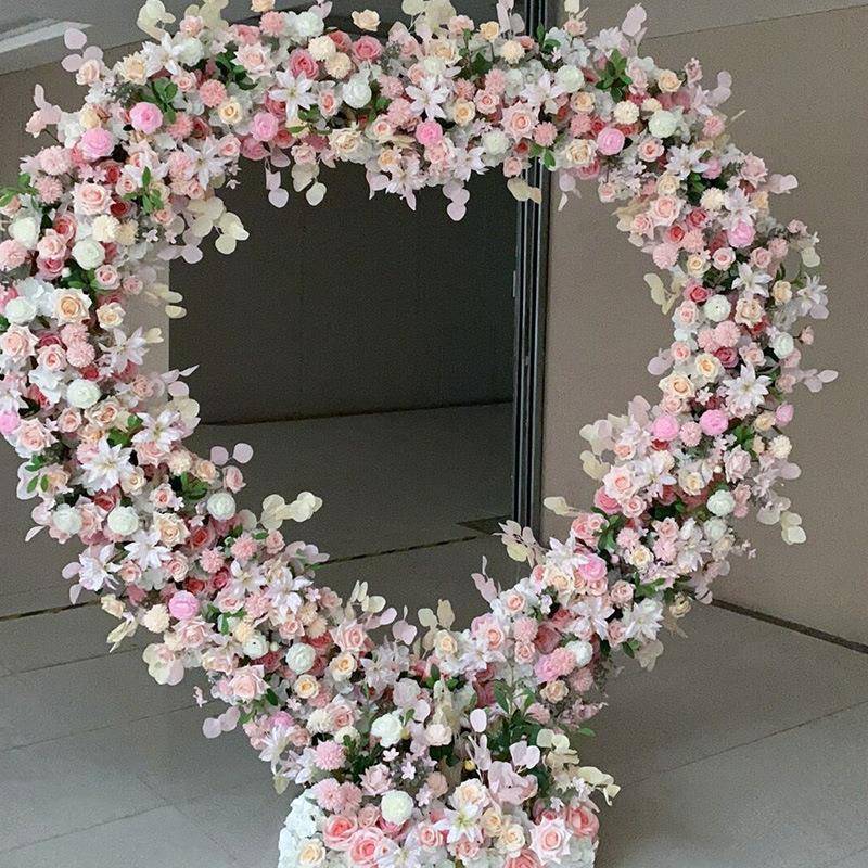 新款心形架子花艺套餐商橱婚窗仿展厅展场示花礼背景舞台59装饰真