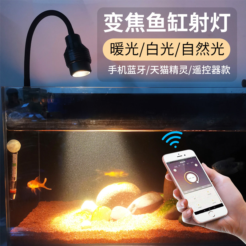 变焦12W鱼缸射灯南美造景专用灯三湖观赏原生缸水草灯小型鱼缸灯