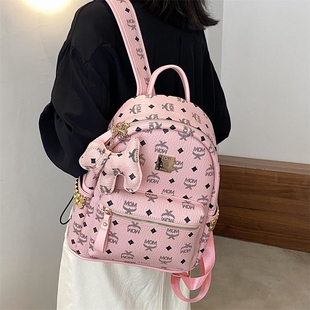 铆钉双肩包女韩版学院风书包2021新款时尚印花休闲大容量旅行背包