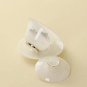 宜鉴璞玉冰茶具套装 无种争亮羊脂玉YJ339瓷功夫茶团建光年会轻具