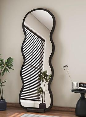 网用红波浪CXP身镜家全落地镜高级感异木质女生穿衣镜卧室试形衣