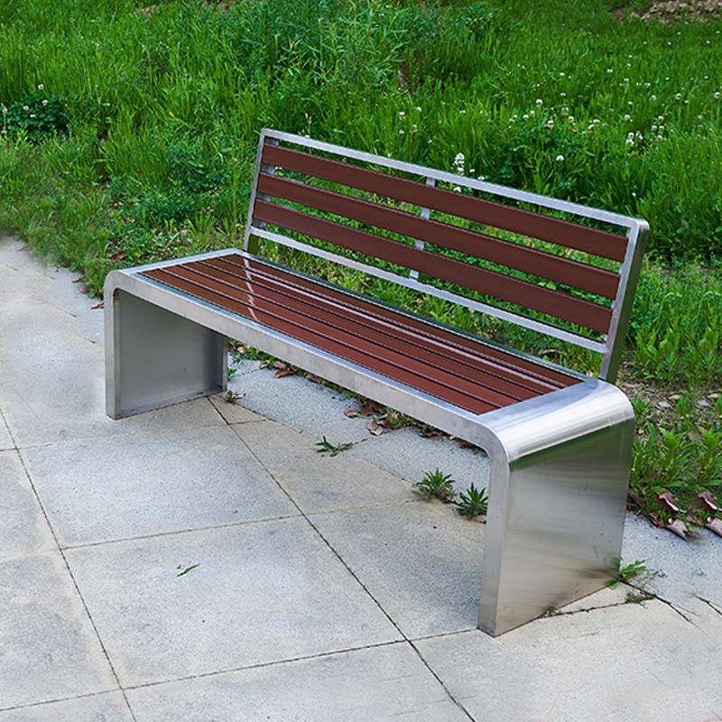 201304锈长钢U型公场园椅US户外椅不长凳子商庭院景观椅排椅轻奢