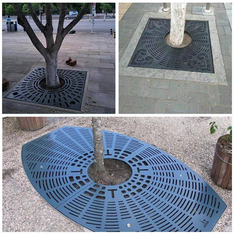 球铸铁树树池篦子护树厂板铁艺不锈钢穴盖665板绿墨化艺术树围子