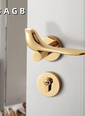 卧室门锁白色小鸟室内金色分体门卧室现小鸟门锁锁代锁轻奢静磁吸