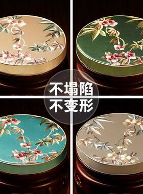 中红木椅圆坐垫家用形SLTH实木圆垫鼓凳式藤椅餐椅防子滑圆凳垫套