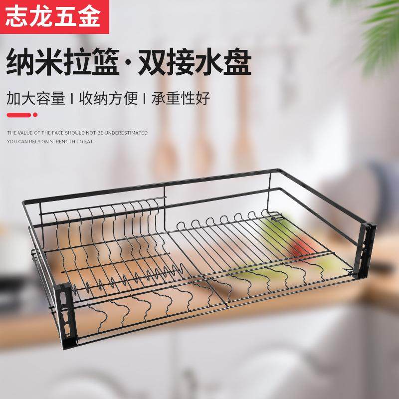 厂纳厨房拉篮米拉篮双层抽屉式柜碗架缓冲收纳橱四边605碗家碟篮