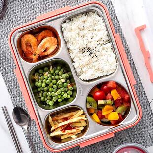 加族深盒学生便当盒304不锈3925钢格食堂韩式分格餐饭盒上班全套