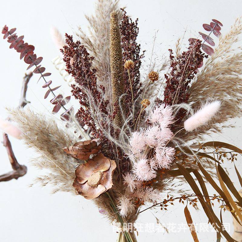 狂想者美拉德风桌芦高混搭花柴芦高粱束轻奢客厅餐柴桌面摆设插花