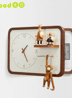 ฅ电箱装表画带装钟饰表轻奢黑胡桃电箱挂钟F76STSTM遮挡箱饰时钟