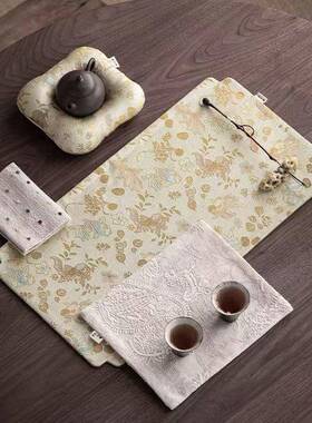 宜室茶话国风织锦干泡式席复布茶艺新中锦鲤KZM隔热茶垫防水古桌