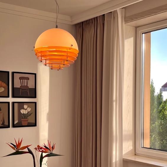 中复餐斯古包豪日落橙色厅吊灯床头吧458台岛台古师氛围灯孟菲斯