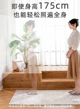 高现i货ns原木风试全身镜子家用清穿衣镜壁挂落QEX地式卧室衣实木