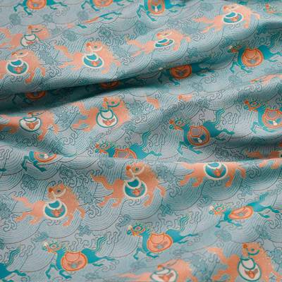 色仿宋锦马花唐装马DX5063-2甲袍色提织布料中式蓝旗提花面料