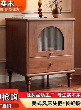 美OZM式实床头木柜小新级户型高卧室中古风黑色收纳柜款创意储物