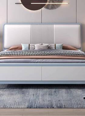 实木床现代BUC简约白色1.8米主双人北大床15米软包欧卧轻奢储物婚