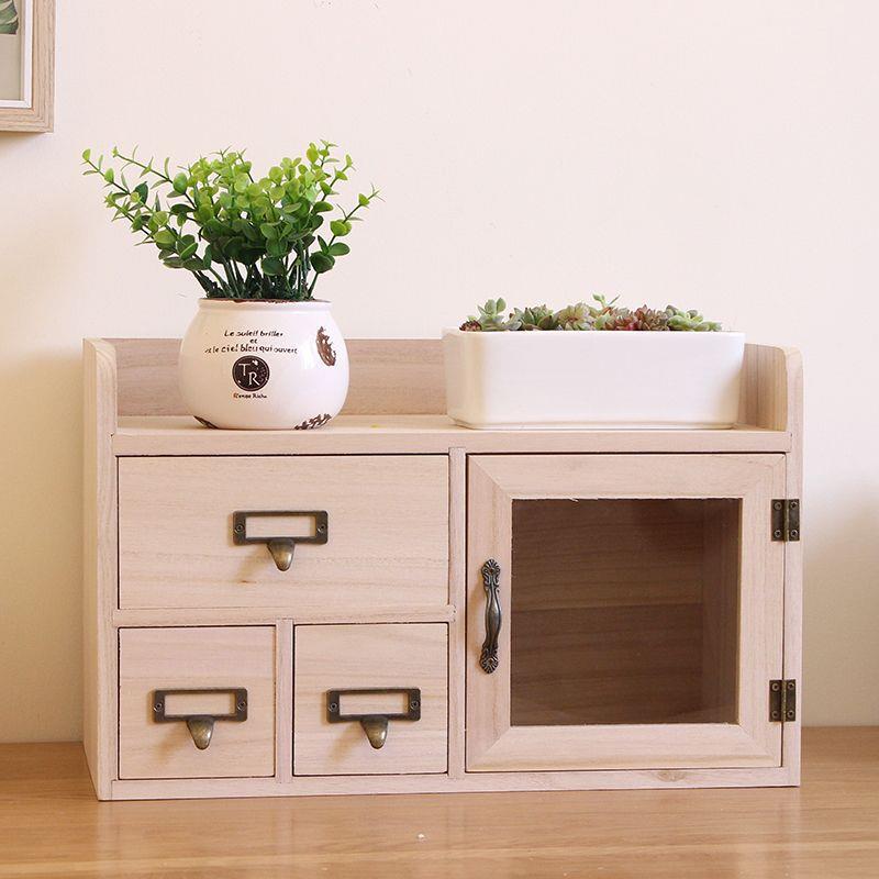 面书架创意实木收纳盒抽屉桌带门办公室书木桌储物见详情盒制置式