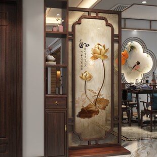 新中式屏风隔断客厅玄关实木正对入户门的卫生间半墙挡门进门遮挡