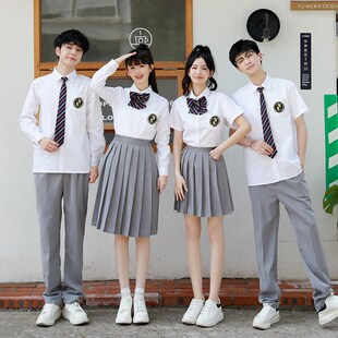 合唱朗诵演出服班服夏季 学院风初中学生高中生运动会毕业校服套装