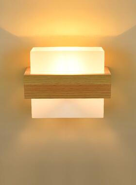现代简约led木艺墙壁灯卧室床头灯具日式创意书房客厅阳台楼梯灯