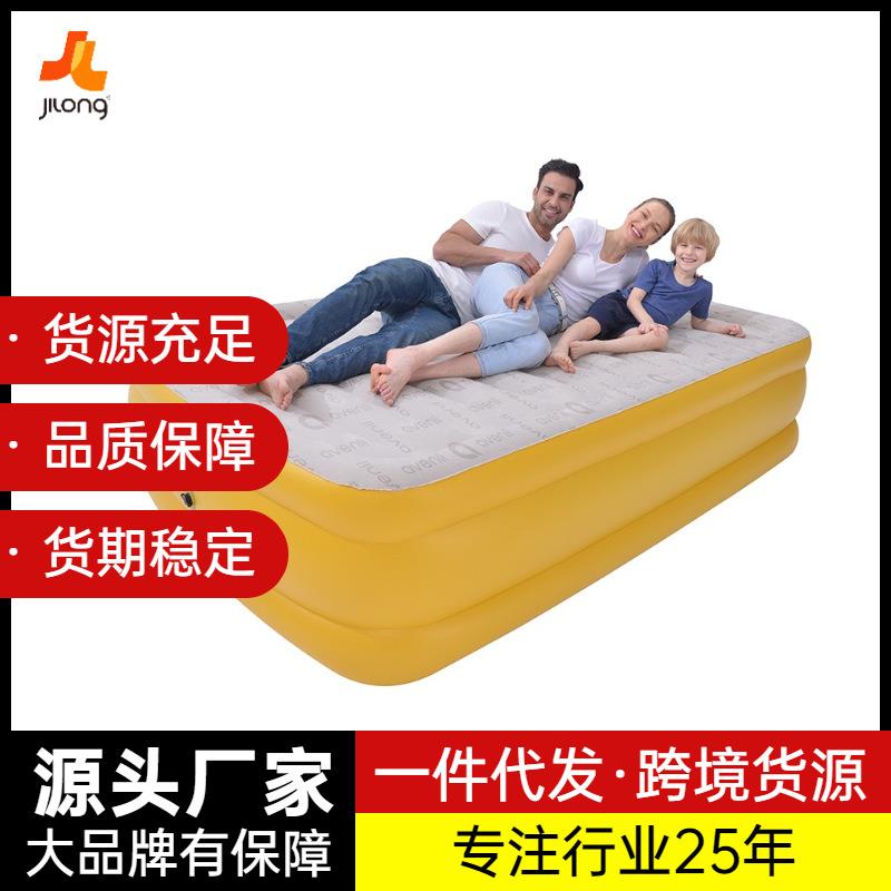 吉龙充气床便携双层内置泵气垫床立体植绒横拉带植绒床