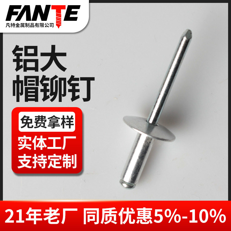大帽抽芯铆钉铝制大头拉铆钉汽车专用拉铆钉大帽沿铝拉钉M3.2M4M5