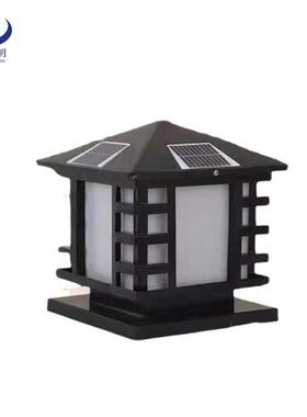 围墙柱头灯太阳能户外防水庭院室外别墅大门灯方形接电led门柱灯