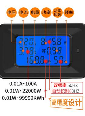 普彩电表家用多能电电度表流数P06S-20A显电压交电流量频率表电力