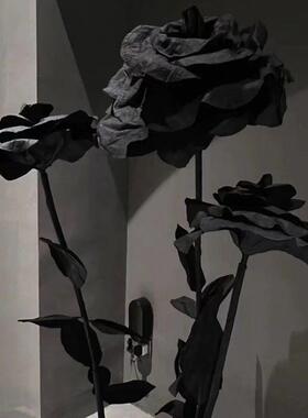 网红款黑色玫PDD10037巨型庆瑰道具背景婚礼同布置现场假婚花仿真