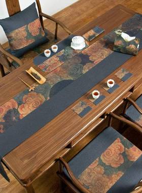 云祥桌旗意新式禅中国风茶中几桌布茶桌F97MJ55J垫布棉麻布艺防水