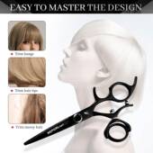 黑色6刘0寸美发剪刀理发剪平KNU剪海剪牙飞剪3剪6.0°旋转