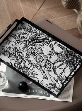 轻奢OJC复古风铁艺托盘物客厅几玄卧室香关薰首饰杂收纳盘装饰茶