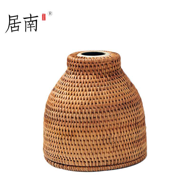 日式花越南藤编蓄手器作瓷陶瓷花瓶禅意插HP-1花茶青桌花插水花盆