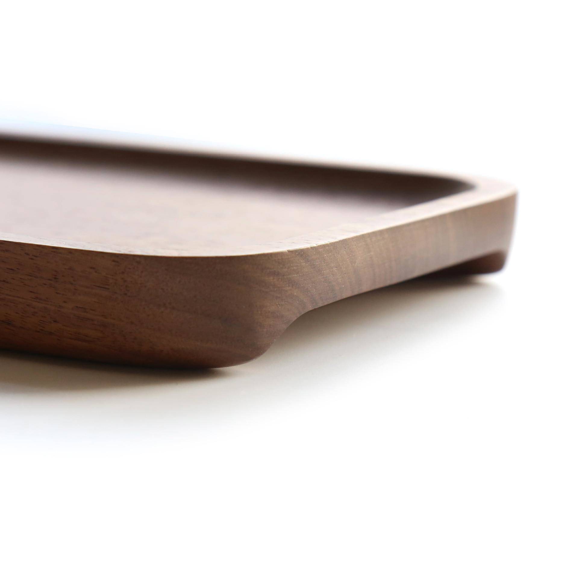 超带日式艺木质XGA托木盘长方形黑胡桃寿司点心餐盘抓手实木茶盘