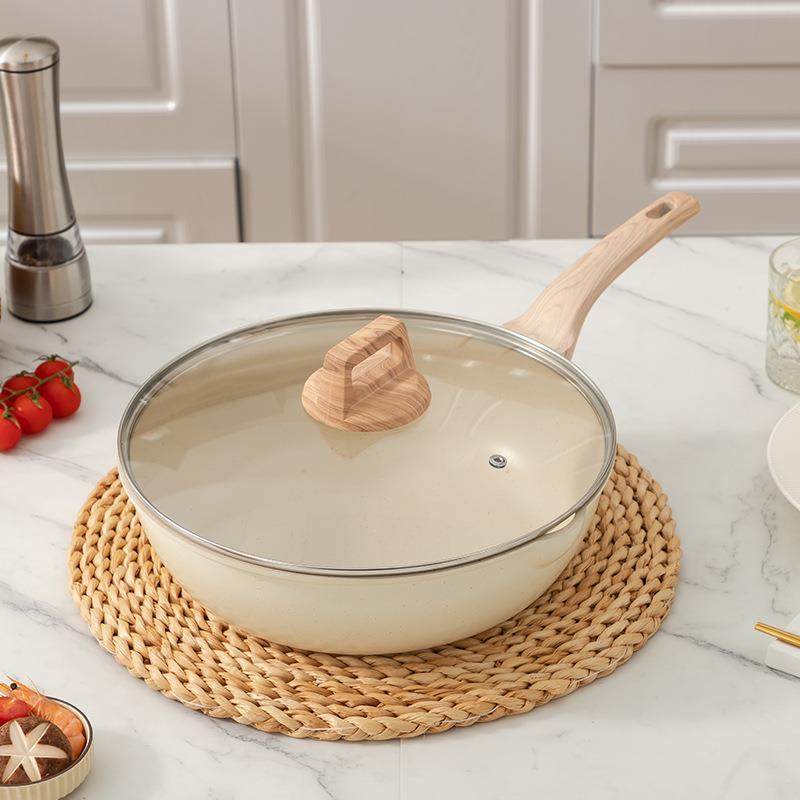 A家04铝制无品牌/麦饭不粘锅复合底多功能用炒锅石烟锅电灶通无用