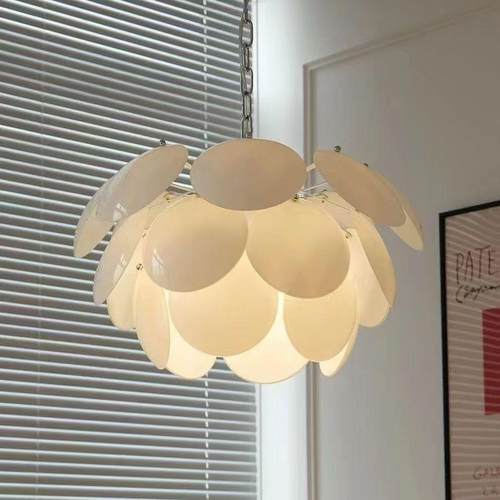 法式油风护吊松果灯北欧创47272意温馨餐厅卧室书房眼装饰玻璃奶