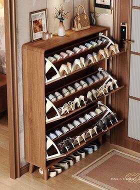 新式超薄翻斗鞋道柜MBW家用鞋门口进门靠墙楼走廊实中木腿一体收